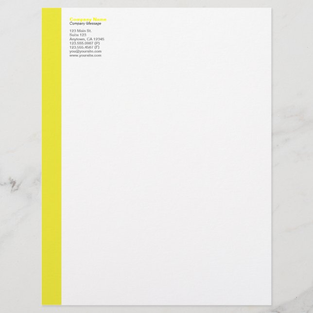 Yellow Left Sidebar Letterhead (Front)