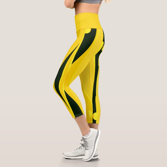 Yellow Leggings With Wavy Black Stripes (Left)