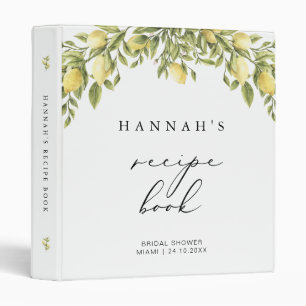 Yellow Lemon amalfi Bridal Shower Recipe Binder