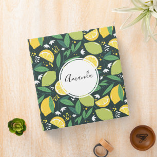 Yellow Lemon and Green Lime Fruit Food Pattern Binder