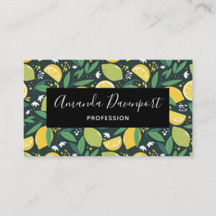 Yellow Lemon and Green Lime Fruit Pattern Business Card