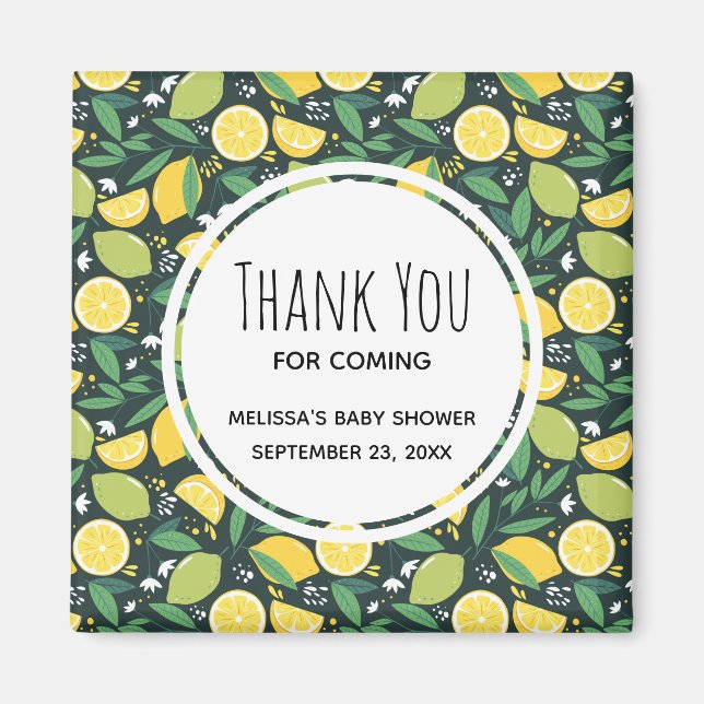 Yellow Lemon and Green Lime Fruit Pattern Event Magnet (Front)