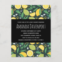 Yellow Lemon and Lime Fruit Pattern Baby Shower