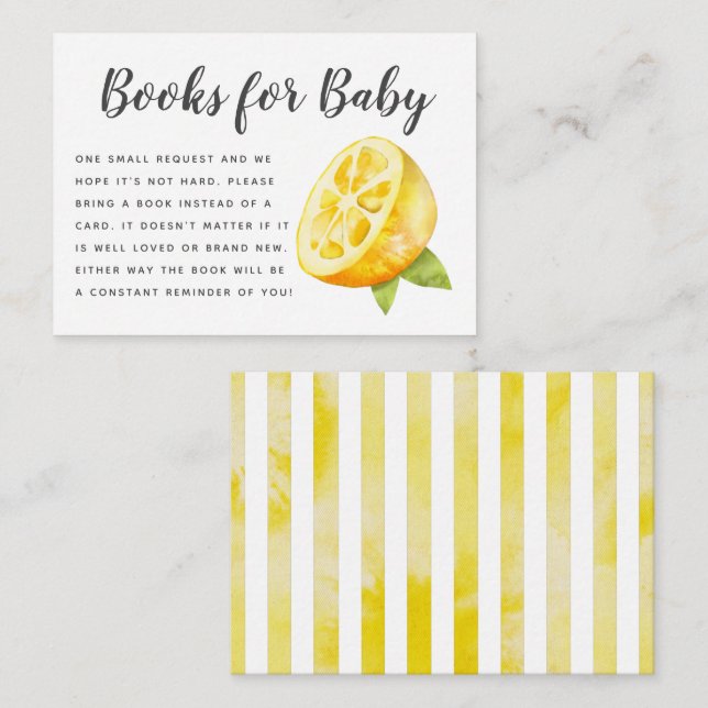 Yellow Lemon Baby Shower Book Request  Enclosure Card (Front/Back)