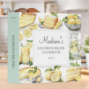 Yellow Lemon Cake Lemonade Recipe Cookbook Binder