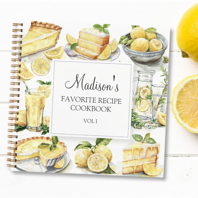 Yellow Lemon Cake Lemonade Recipe Cookbook Notebook (In situ)
