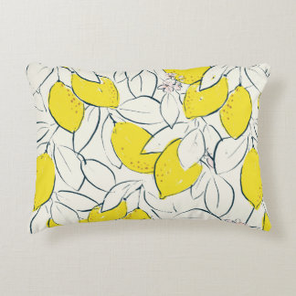 Yellow lemon citrus fruit hand drawn illustration  accent pillow