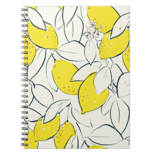 Yellow lemon citrus fruit hand drawn illustration notebook