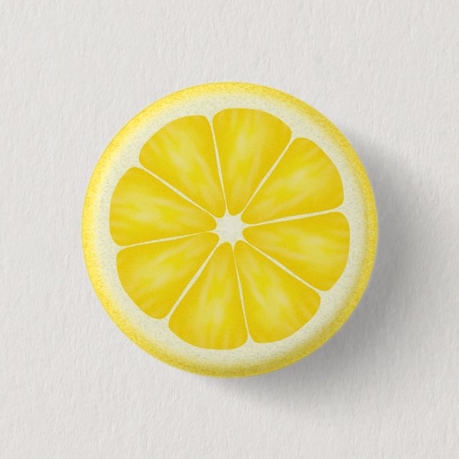 Yellow Lemon Citrus Fruit Slice 1 Inch Round Button (Front)