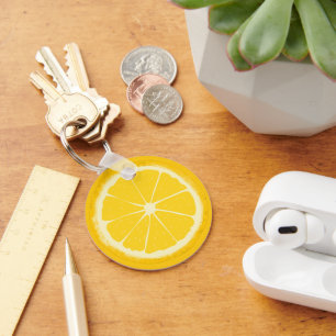 Yellow Lemon Citrus Fruit Slice   Keychain