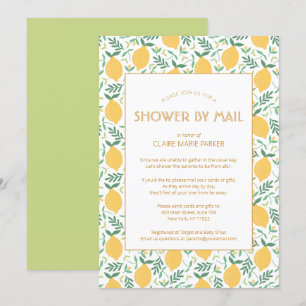 Yellow Lemon Citrus Greenery Baby Shower by Mail Invitation