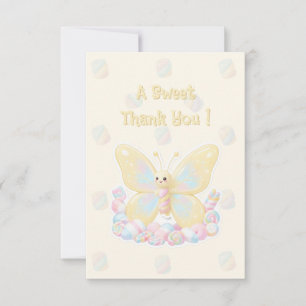 Yellow Lemon Cream Butterfly Baby Shower Thank You Card