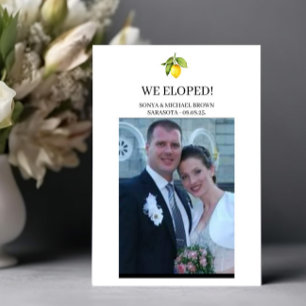 Yellow Lemon Elopement Announcement Card