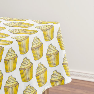 Yellow Lemon Frosted Cupcake Cake Dessert Foodie Tablecloth