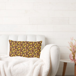 Yellow lemon fruit bright summer patten lumbar pillow