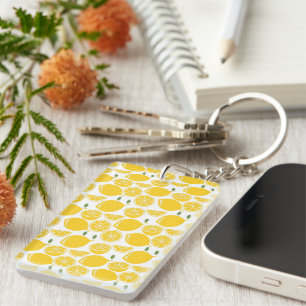Yellow lemon fruit pattern keychain