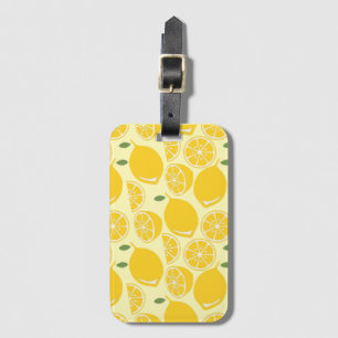 Yellow lemon fruit pattern luggage tag