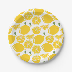 Yellow lemon fruit pattern paper plate