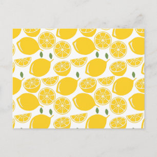 Yellow lemon fruit pattern postcard