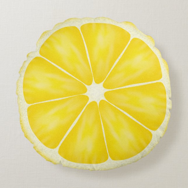 Yellow Lemon Fruit Slice by Cindy Bendel Round Pillow (Front)