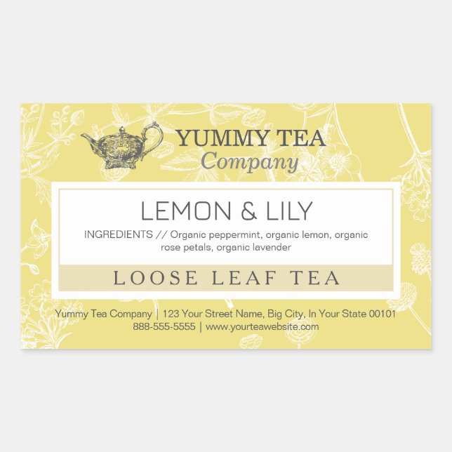 Yellow Lemon - Loose Leaf Tea Label Sticker (Front)