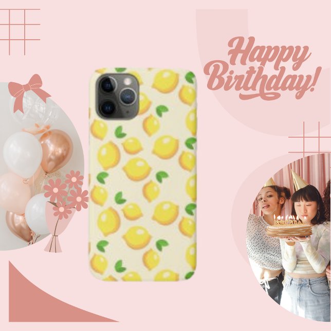 Yellow Lemon Minimalist  Fruits Pattern Background Case-Mate iPhone Case (Creator Uploaded)