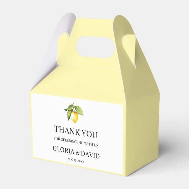 Yellow Lemon Modern Wedding Favor Box (Front Side)