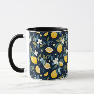 Yellow Lemon On Blue Background Mug