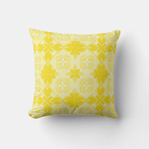Yellow Lemon Ornamental, Decorative, Pattern Throw Pillow