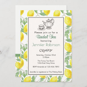 Yellow Lemon Pattern Bridal Tea Invite
