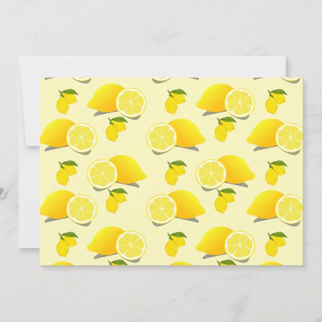 Yellow Lemon Pattern  Thank You Card (Front)