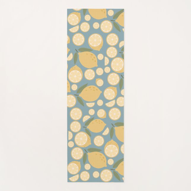 Yellow Lemon Seamless Pattern Yoga Mat (Front)