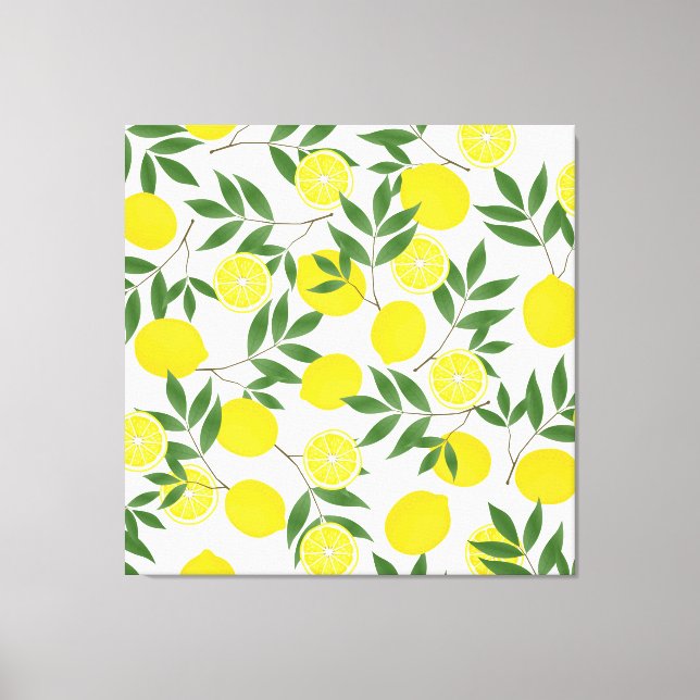 Yellow lemon set seamless pattern canvas print (Front)