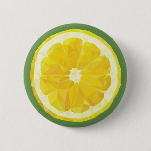 Yellow lemon slice button. 2 inch round button