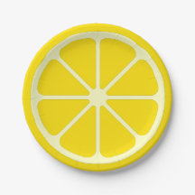 Yellow Lemon Slice Fun Summer Citrus Paper Plate