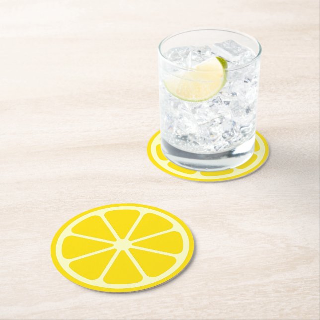 Yellow Lemon Slice Summer Party Paper Coaster (Insitu)