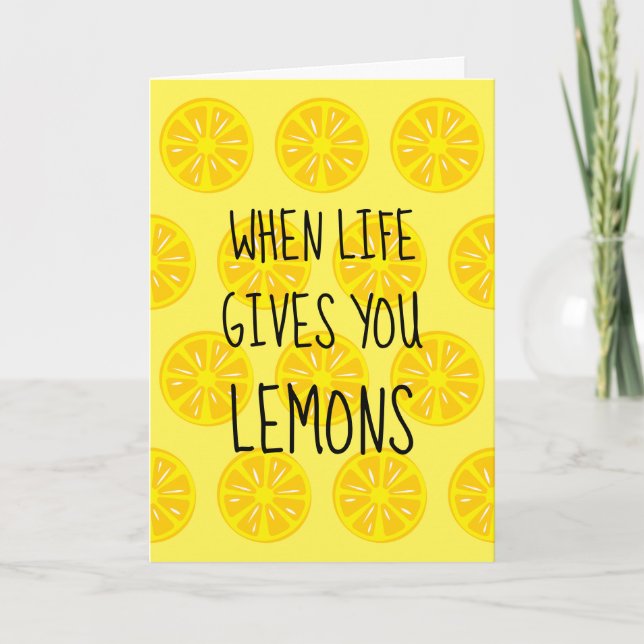 Yellow Lemon Slices Folded Note Card (Front)