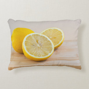 Yellow Lemon Slices Food Photography Still Life Accent Pillow