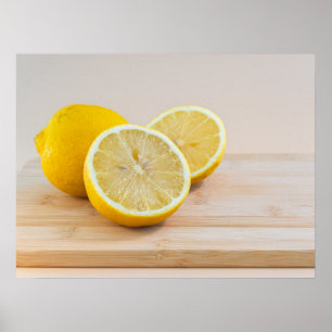 Yellow Lemon Slices Food Photography Still Life Poster