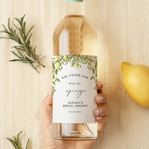 Yellow Lemon Sorrento Mediterranean Bridal Shower  Wine Label