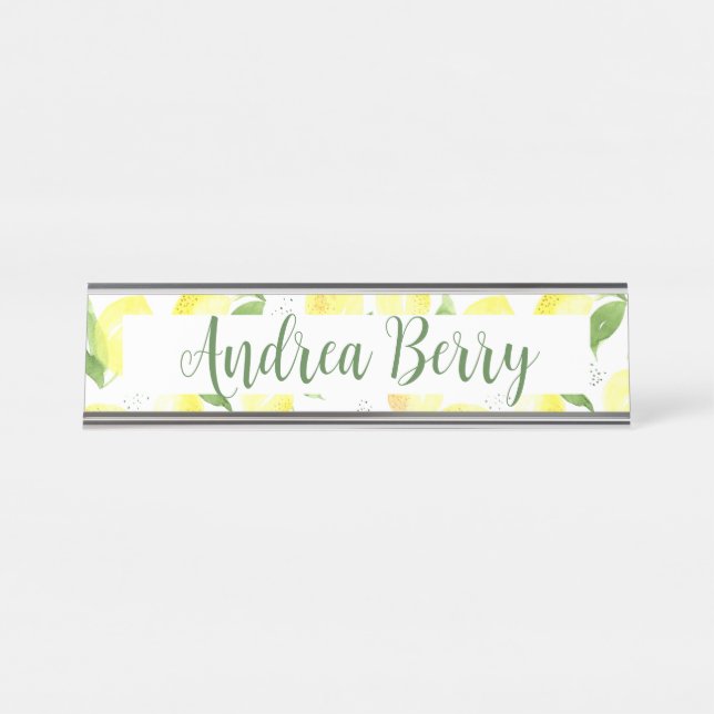 Yellow Lemon Teacher Desk Name Plate (Front)