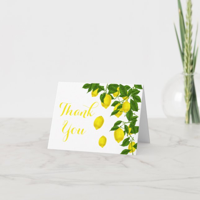 Yellow Lemon Thank You Green Citrus Wedding (Front)