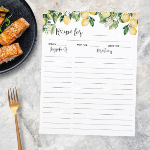 Yellow Lemon Tree Cooking Recipe Insert