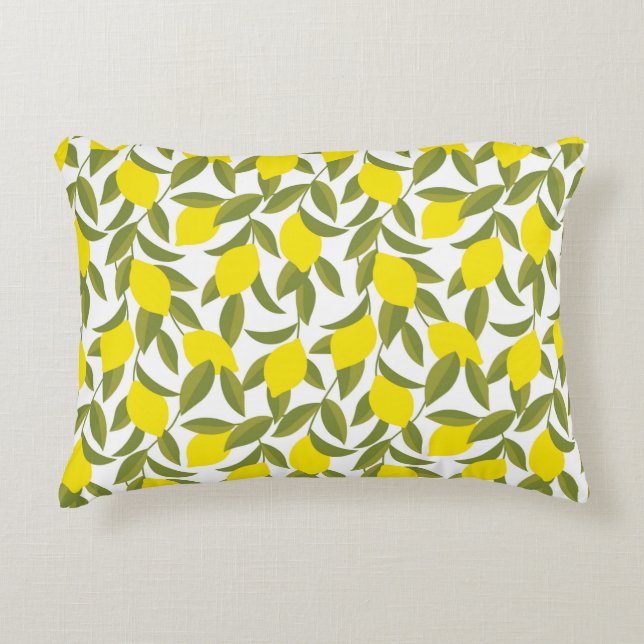Yellow lemon tree seamless pattern accent pillow (Front)