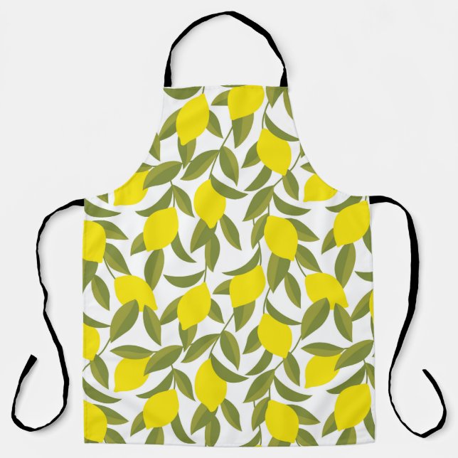 Yellow lemon tree seamless pattern apron (Front)