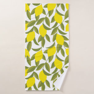 Yellow lemon tree seamless pattern bath towel