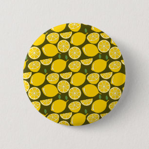 Yellow Lemon Wallpaper Pattern Summer 2 Inch Round Button