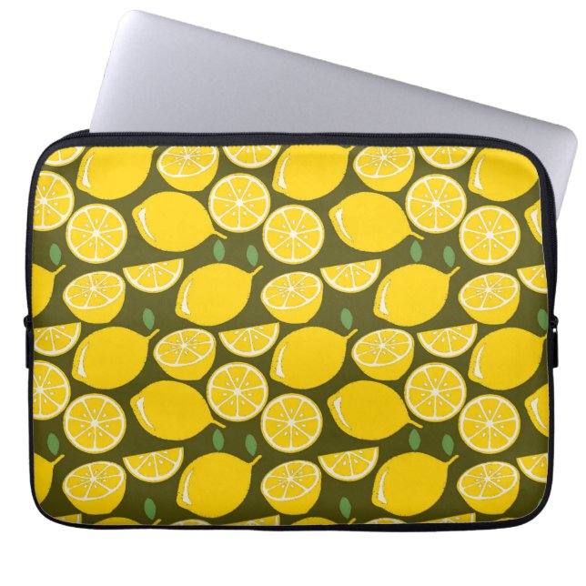 Yellow Lemon Wallpaper Pattern Summer Laptop Sleeve (Front)