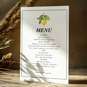 Yellow Lemon Wedding Menu 