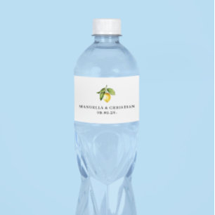 Yellow Lemon Wedding Water Bottle Label
